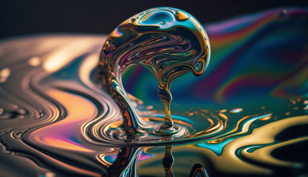 abstract liquid wave reflection in multi colored water generated by ai